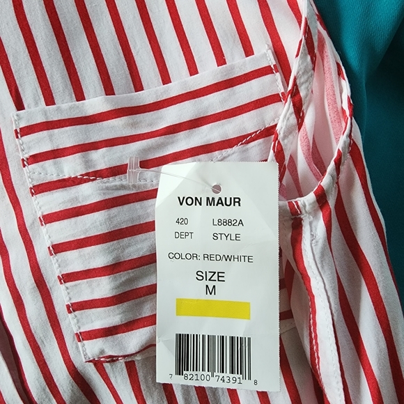 NWT Beach Lunch Lounge Candy Striped Sleeveless Button Front Women's Shirt Sz M - Picture 6 of 6